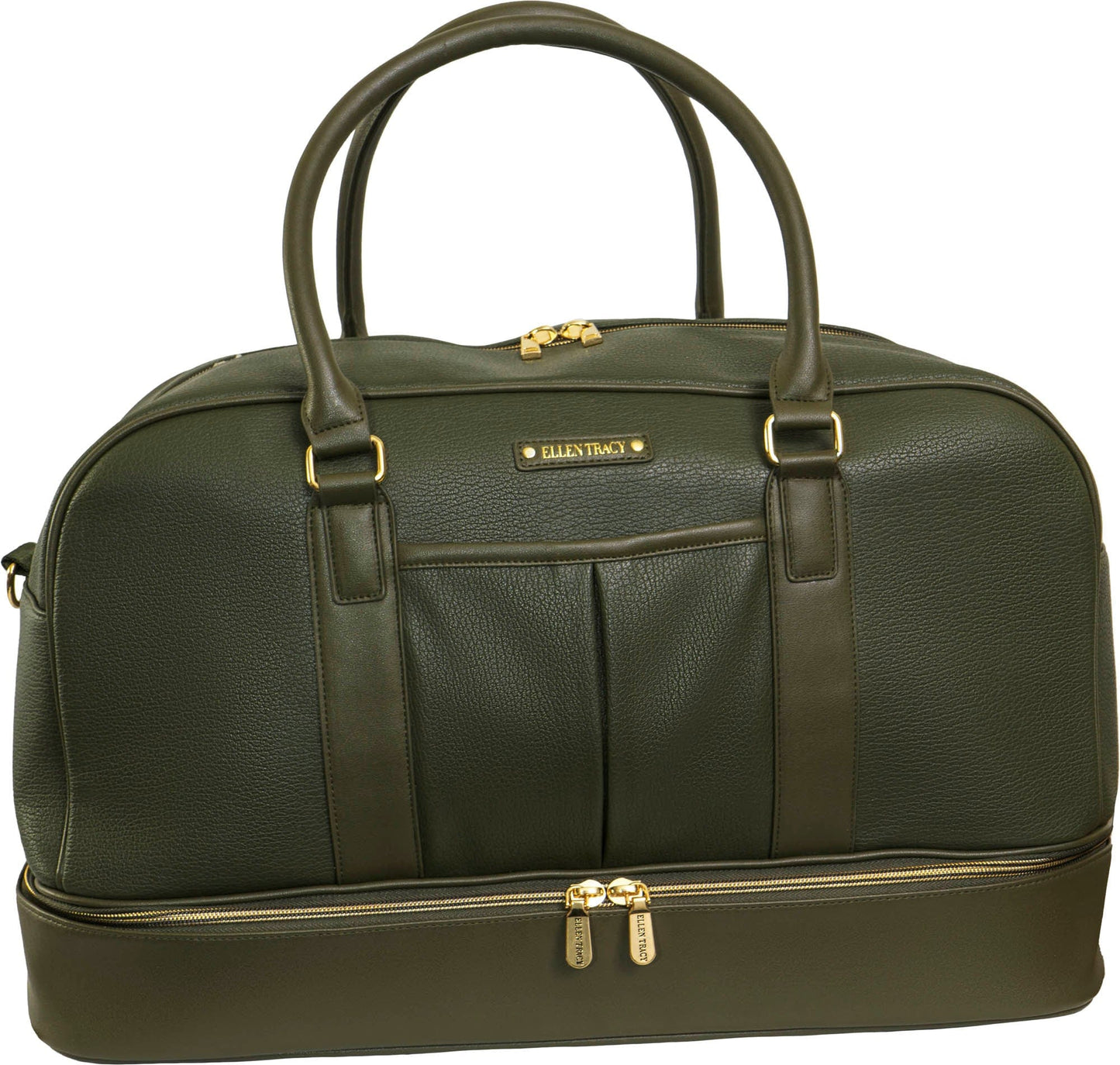 Ellen Tracy 20 Inch Pebble Grain Pocket Drop Bottom Duffel
