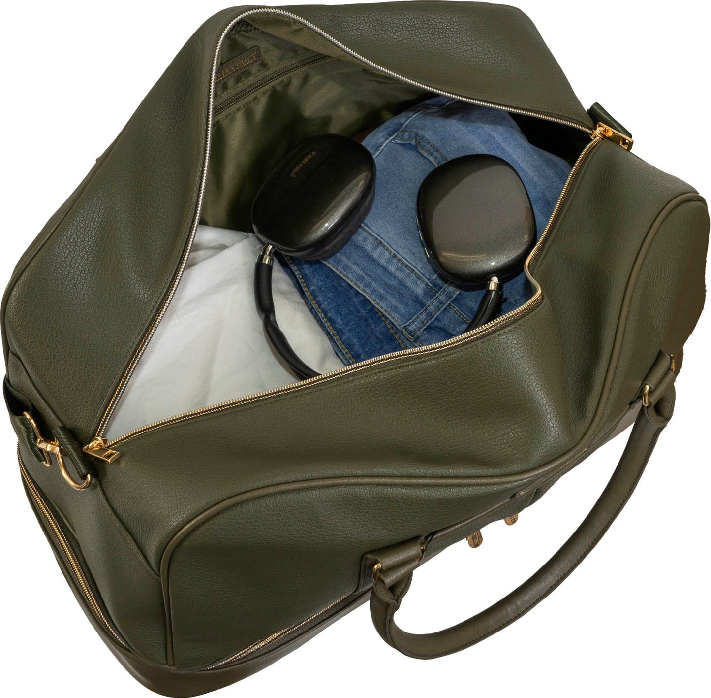 Ellen Tracy 20 Inch Pebble Grain Pocket Drop Bottom Duffel