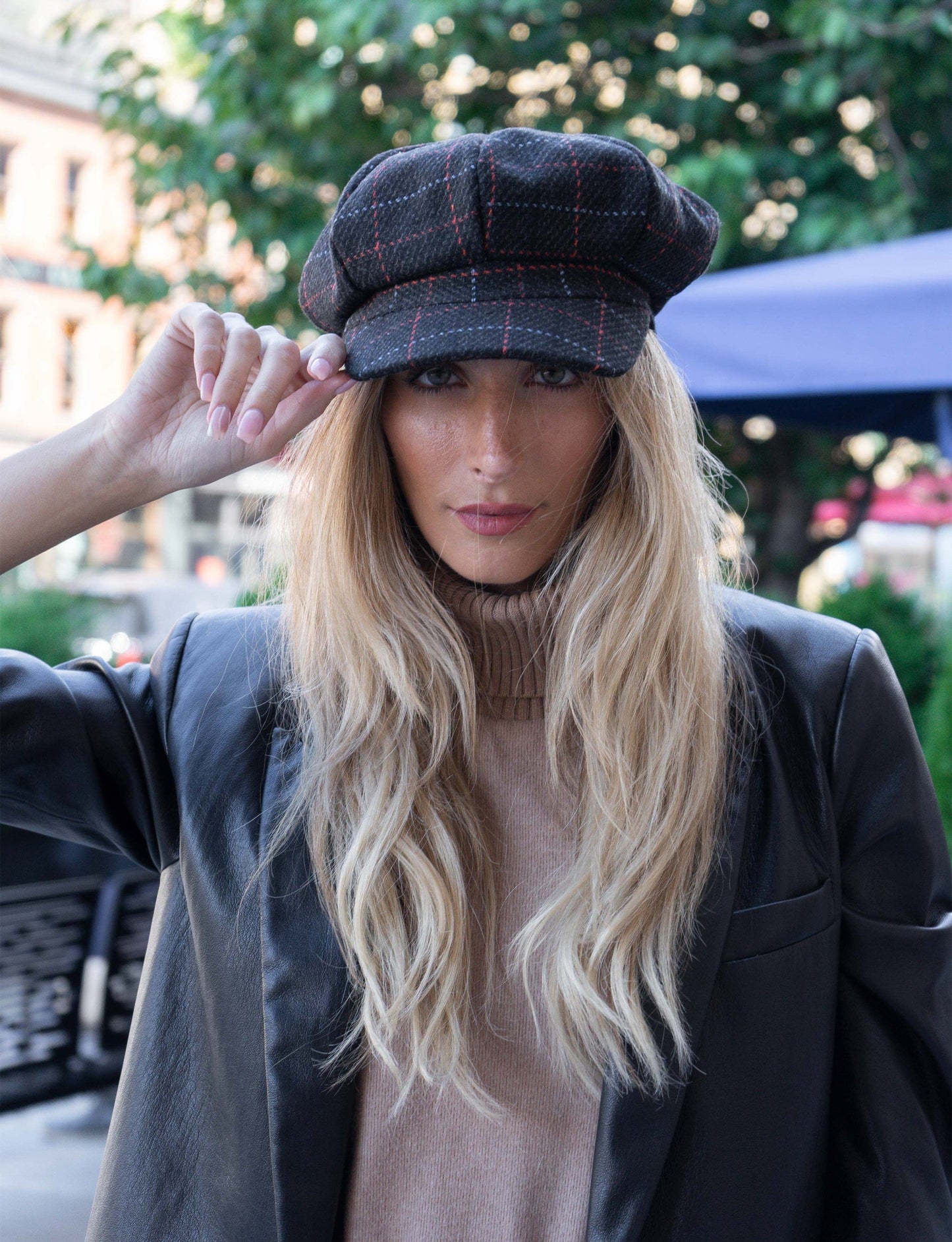 Magid Line Check Pattern Newsboy Cabby Cap