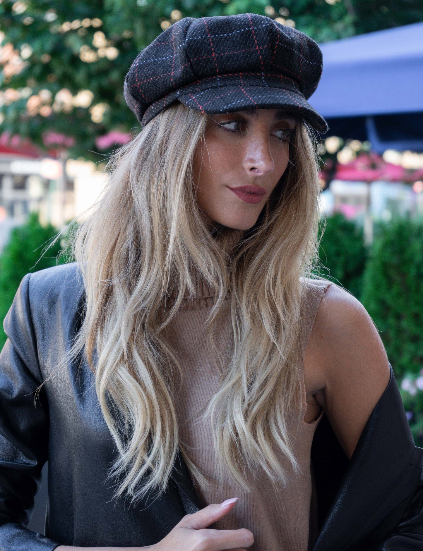 Magid Line Check Pattern Newsboy Cabby Cap