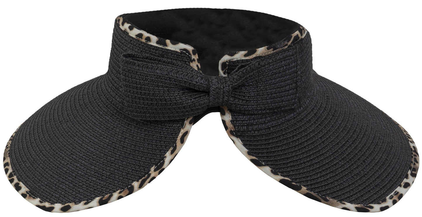 Magid Leopard Print Straw Roll Up Visor