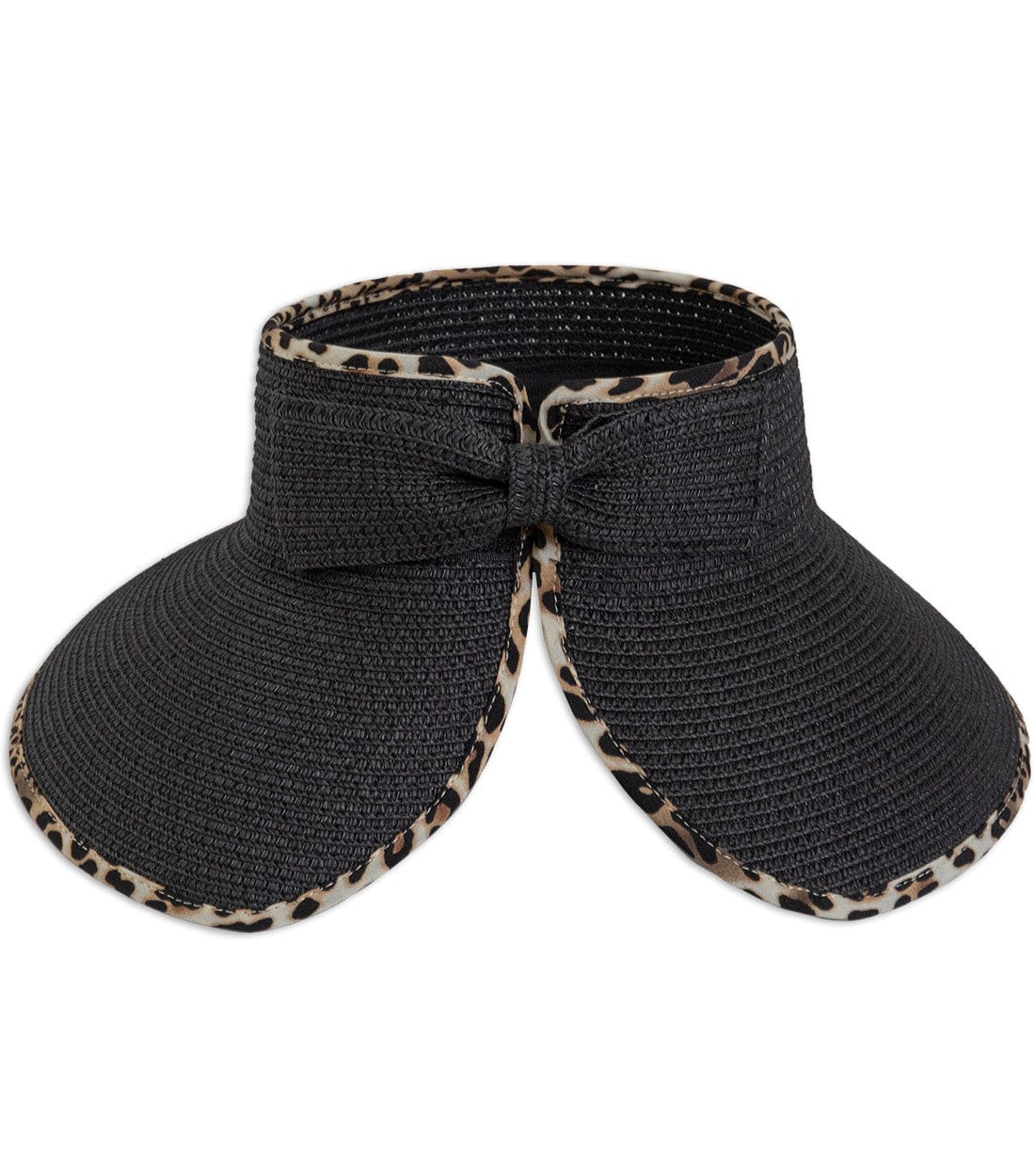 Magid Leopard Print Straw Roll Up Visor