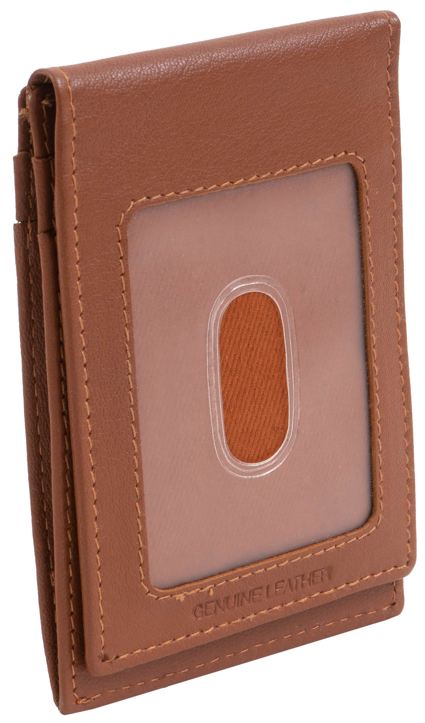Jack Abrahams Goat Nappa Leather Bi-Fold Card Case Wallet Cognac