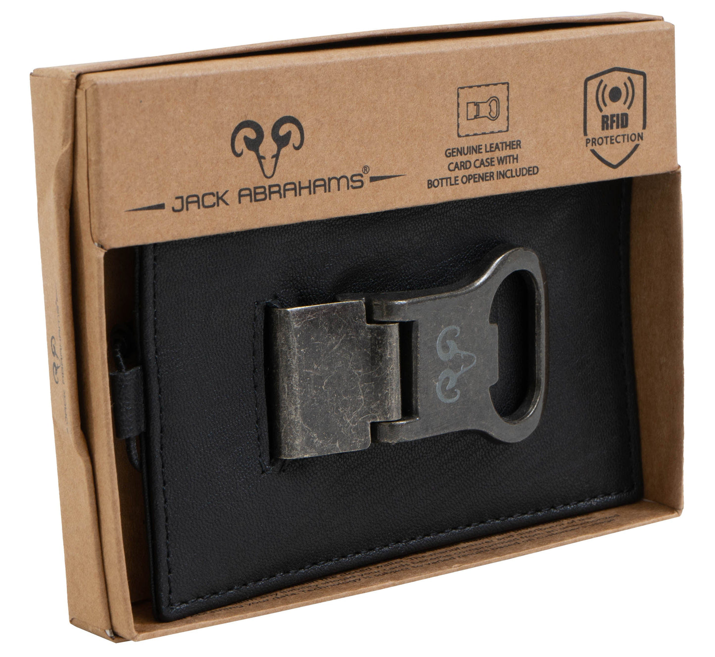 Jack Abrahams Goat Nappa Leather Card Case Wallet Black