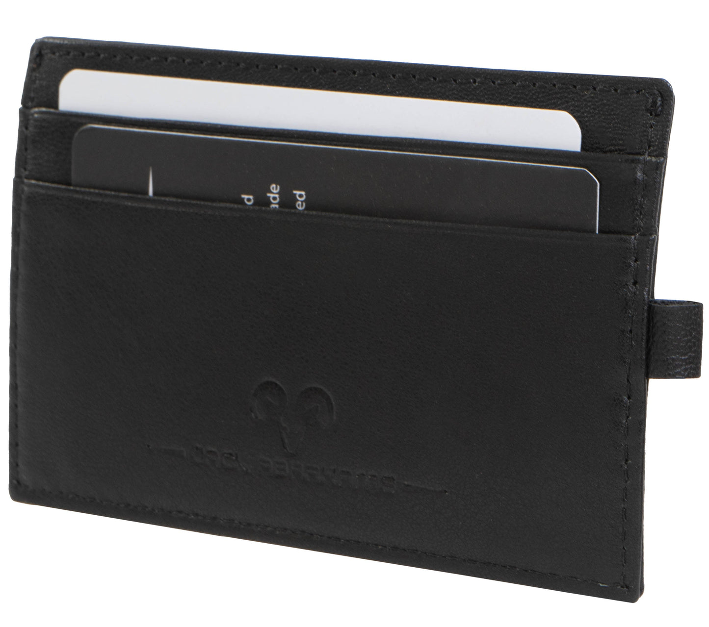 Jack Abrahams Goat Nappa Leather Card Case Wallet Black