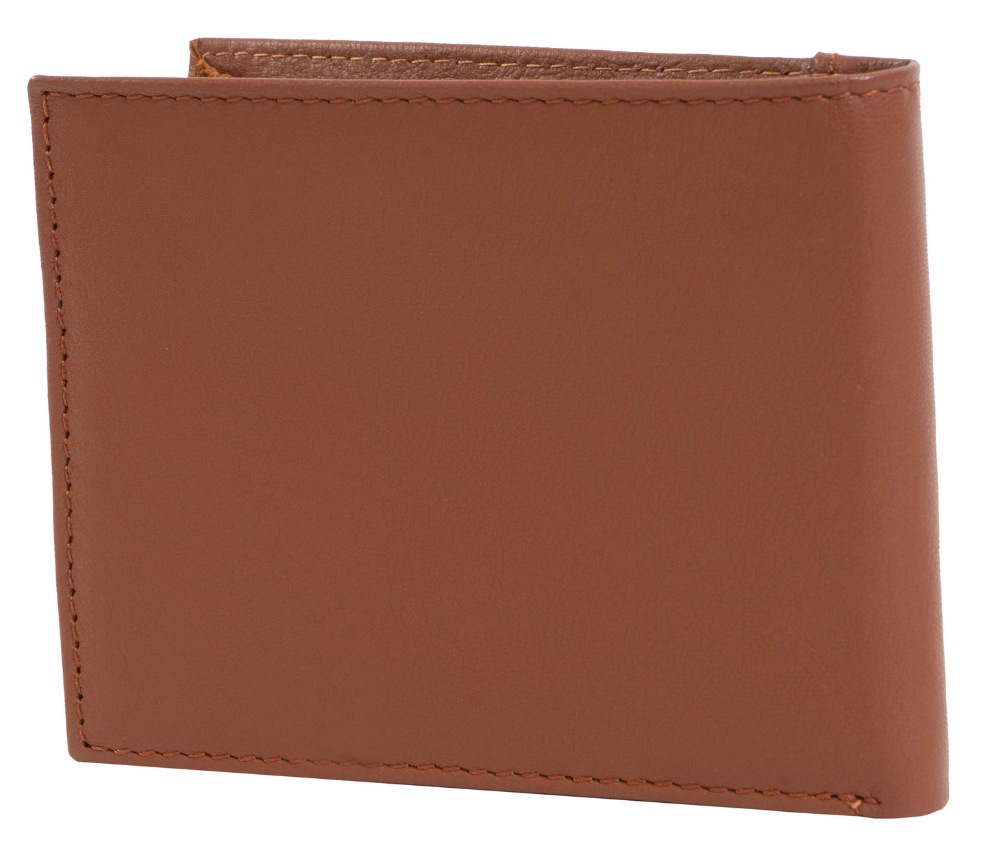 Jack Abrahams Goat Nappa Leather Bi-Fold Top Front Wallet Cognac/Black