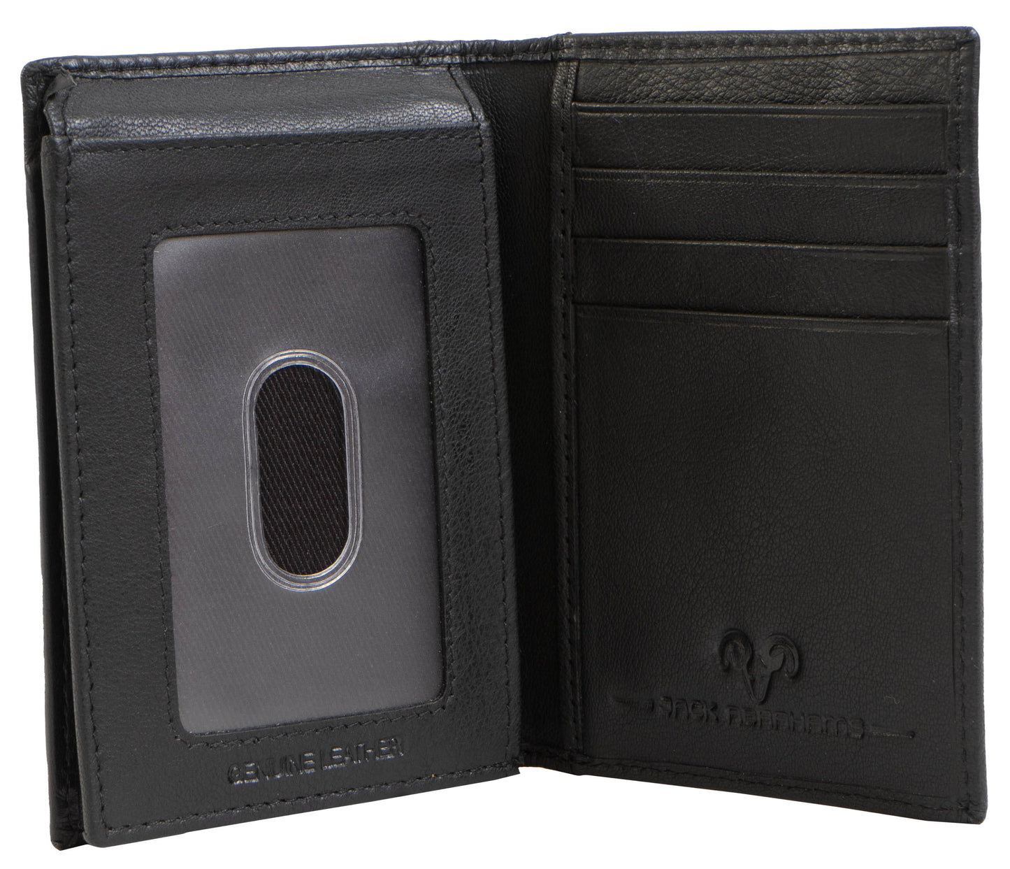 Jack Abrahams Goat Nappa Leather Bi-Fold Wallet with Flip ID Case Black