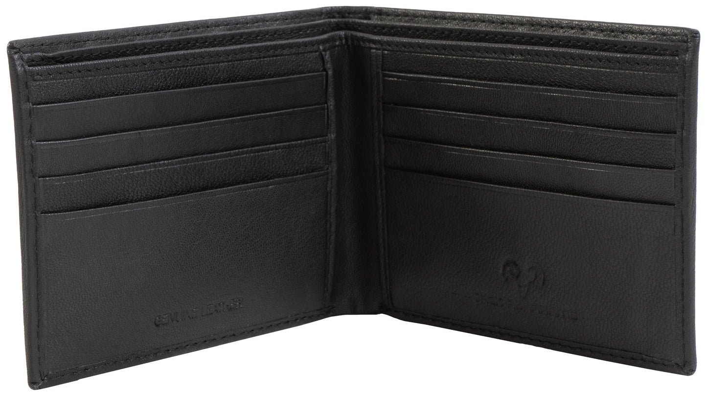 Jack Abrahams Goat Nappa Leather Bi-Fold Minimalist Wallet Black/Cognac