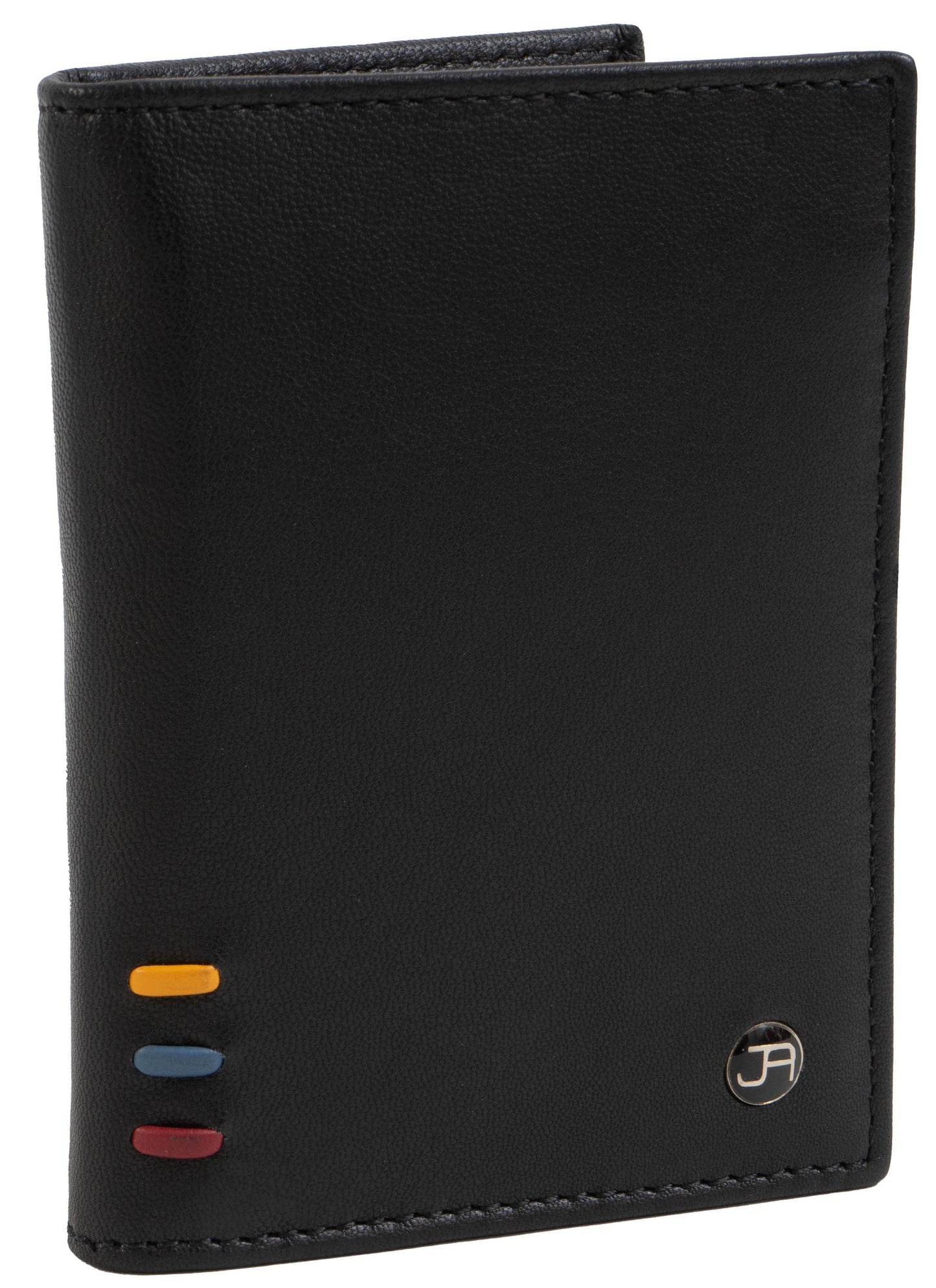 Jack Abrahams Goat Nappa Leather Bi-Fold Wallet with Flip ID Window Pocket Black