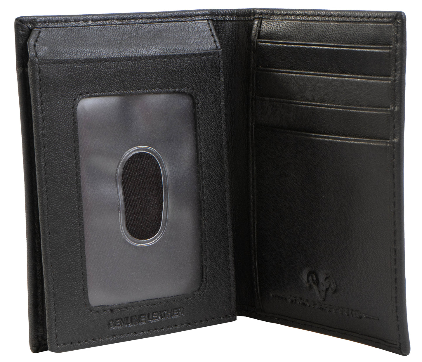 Jack Abrahams Goat Nappa Leather Bi-Fold Wallet with Flip ID Window Pocket Black