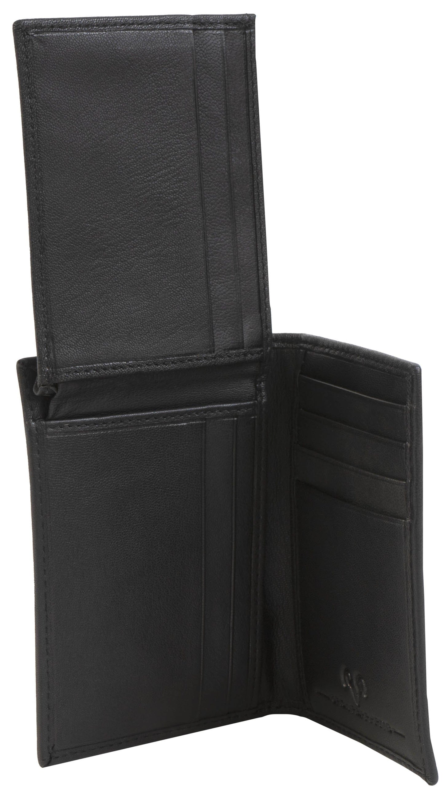 Jack Abrahams Goat Nappa Leather Bi-Fold Wallet with Flip ID Window Pocket Black