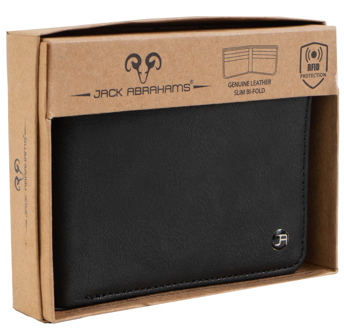 Jack Abrahams Goat Nappa Leather Bi-Fold Compact Wallet Black