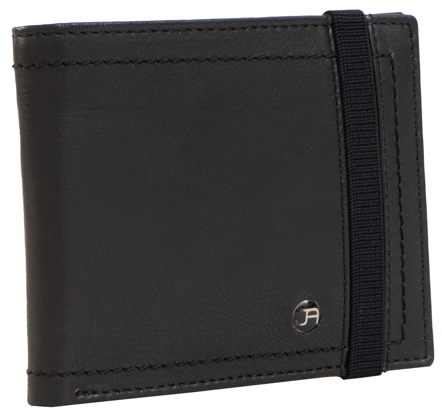 Jack Abrahams Goat Nappa Leather Bi-Fold Slim Compact Wallet Black