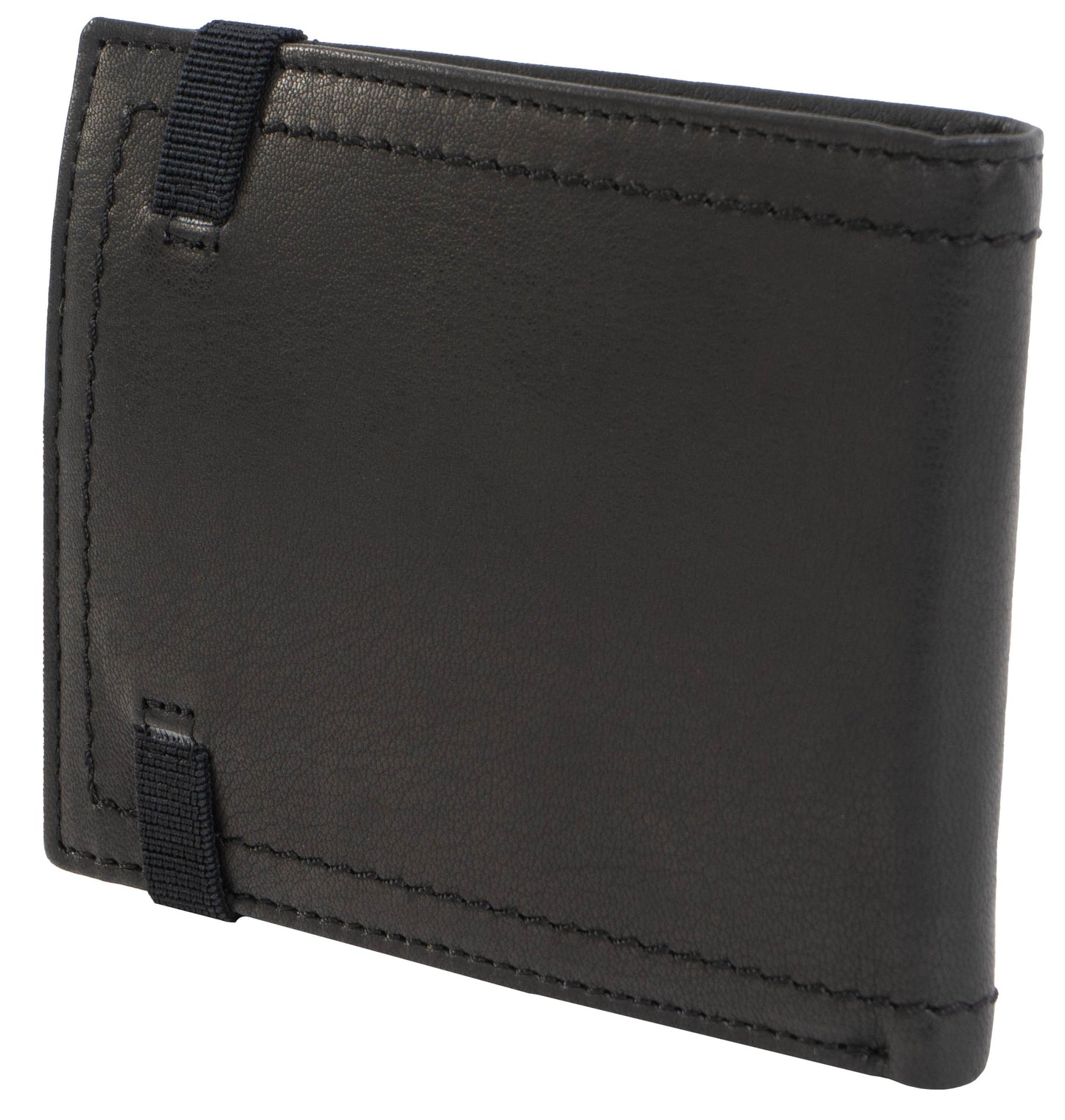 Jack Abrahams Goat Nappa Leather Bi-Fold Slim Compact Wallet Black