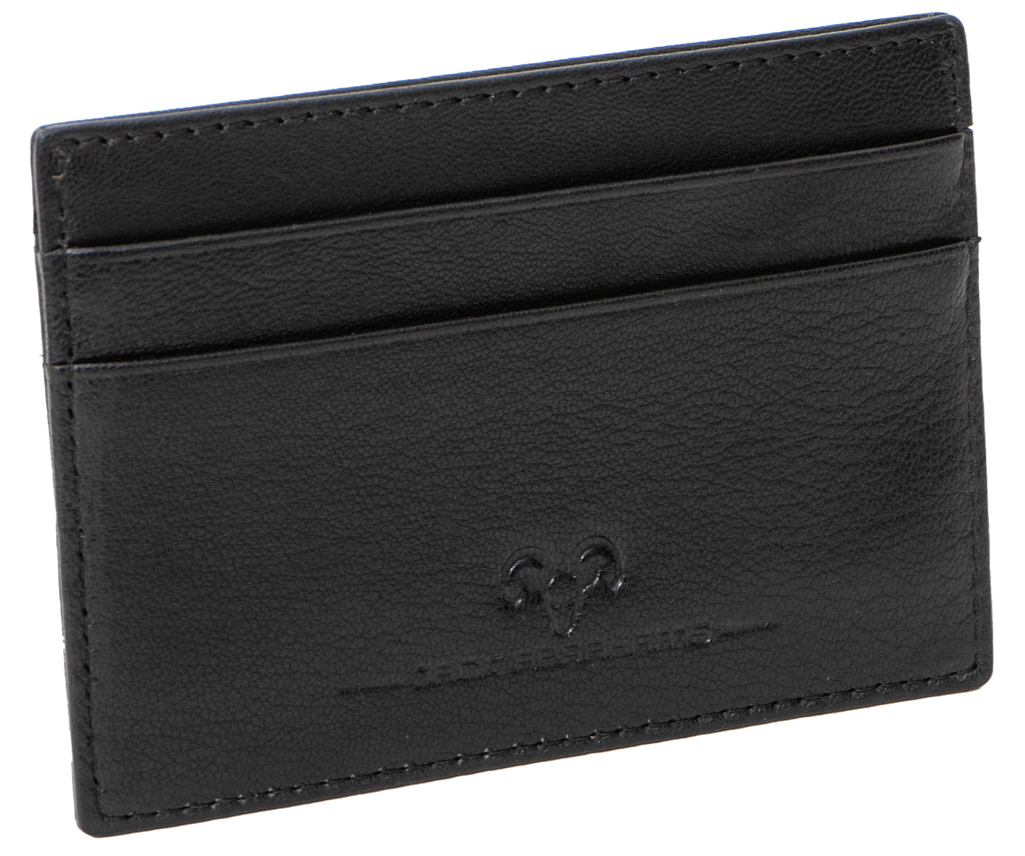 Jack Abrahams Goat Nappa Leather Card Case Front Pocket Wallet Black