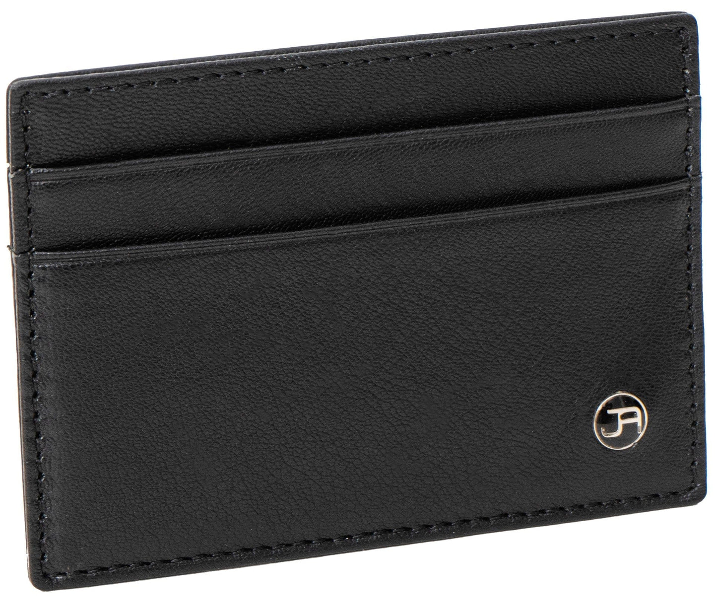 Jack Abrahams Goat Nappa Leather Card Case Front Pocket Wallet Black