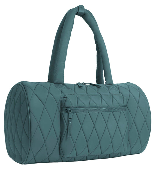 Max Studio 20 Inch Large Nylon Diamond Quilted Roll Duffle Bag