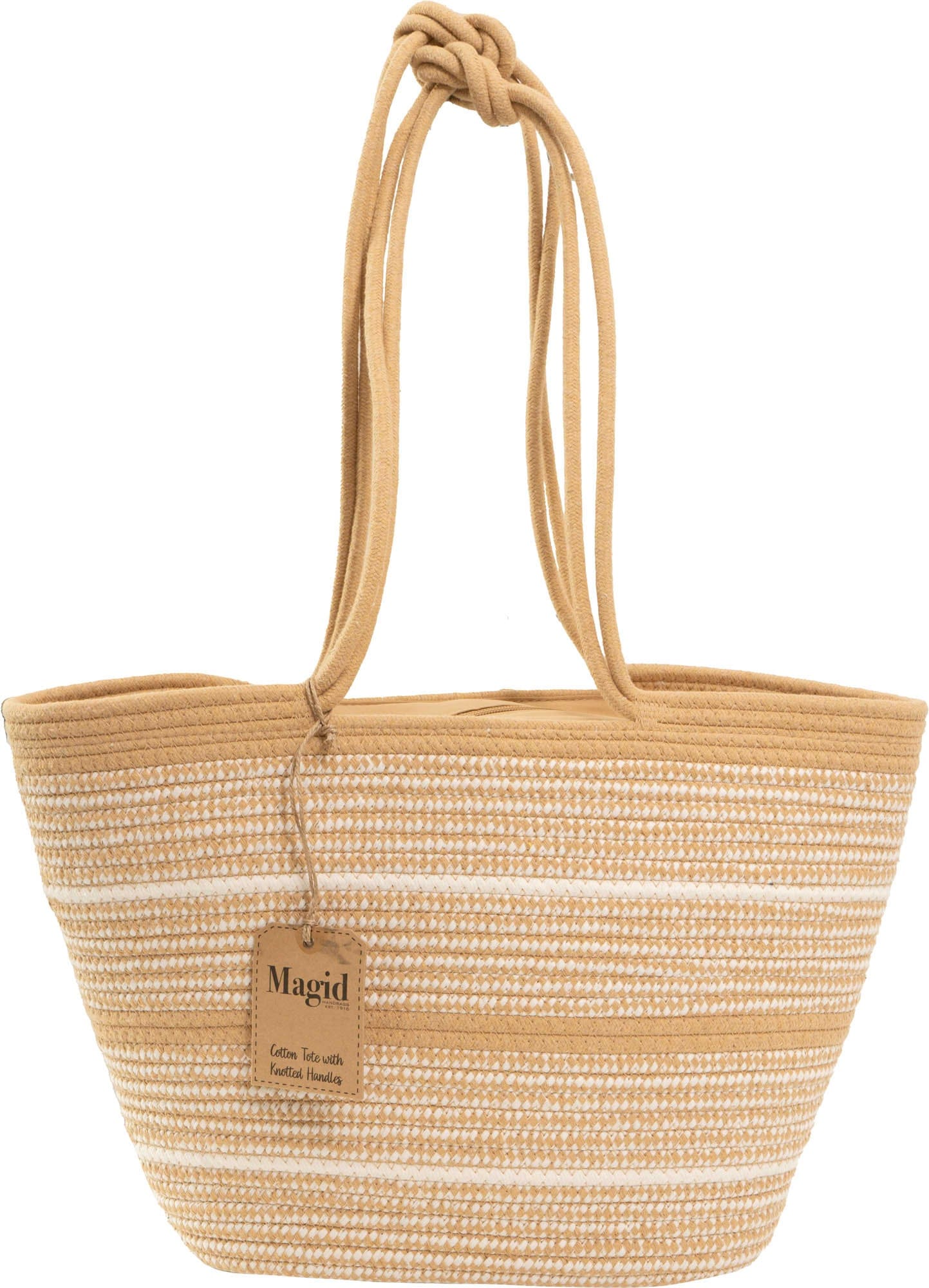 Magid Natural Cotton Woven Knot Shoulder Woven Tote