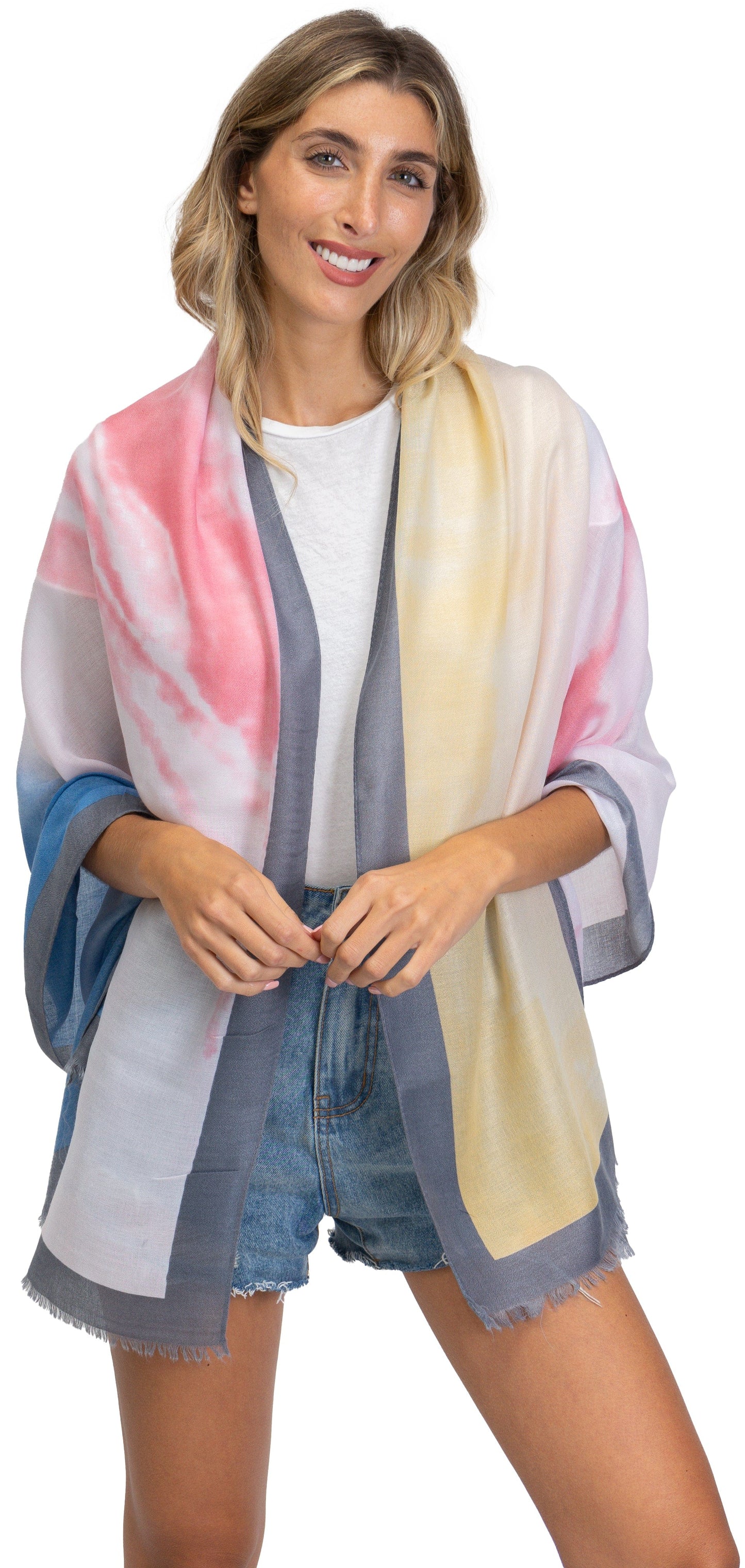 Jessica McClintock Lightweight All-Over Tie-Dye Print Shawl