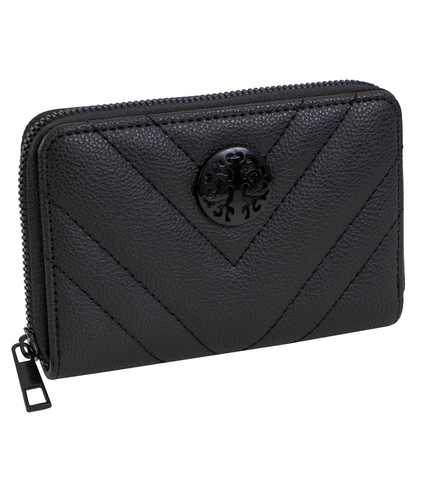 Rebecca & Rifka Quilted Pebble Chevron Medallion Zip Indexer Wallet