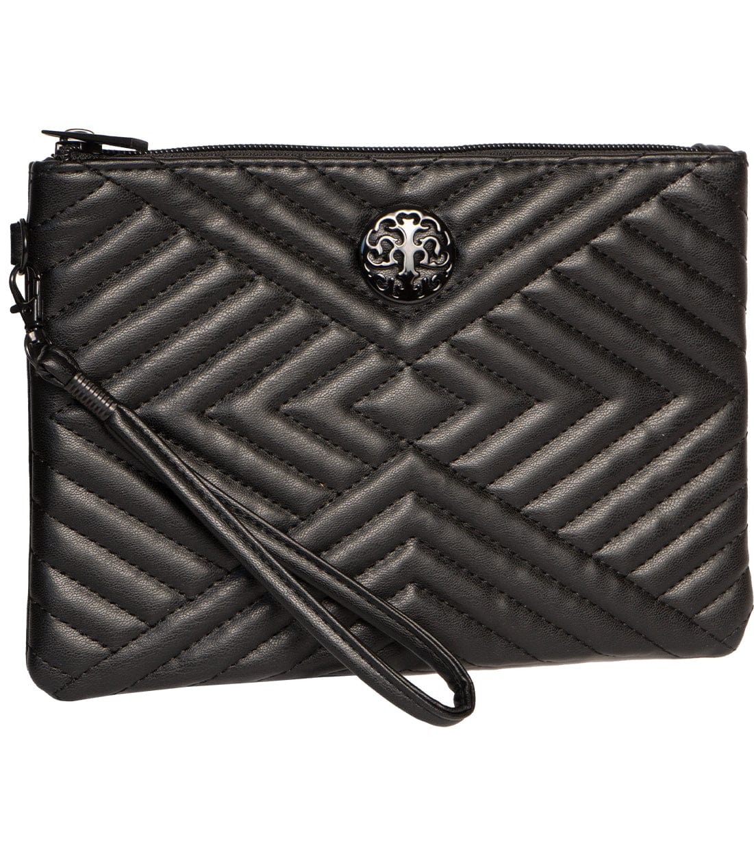 Rebecca & Rifka Smooth Abstract Tubular Quilt Medallion Zip Wristlet