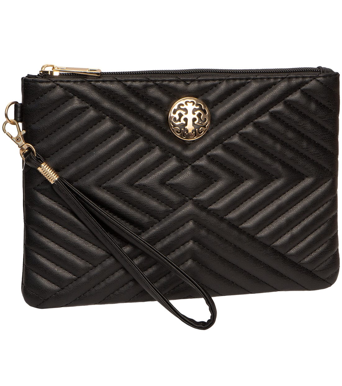 Rebecca & Rifka Smooth Abstract Tubular Quilt Medallion Zip Wristlet