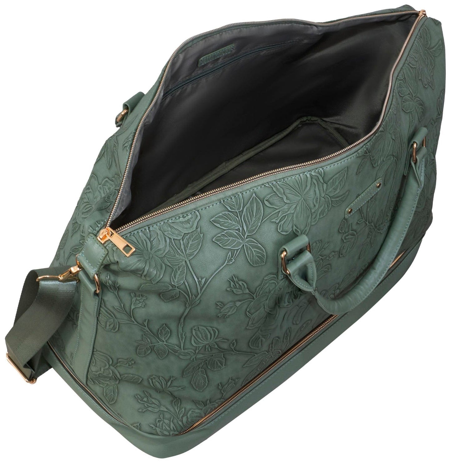 Ellen Tracy 20 Inch Floral Embossed Faux Leather Drop Bottom Duffel
