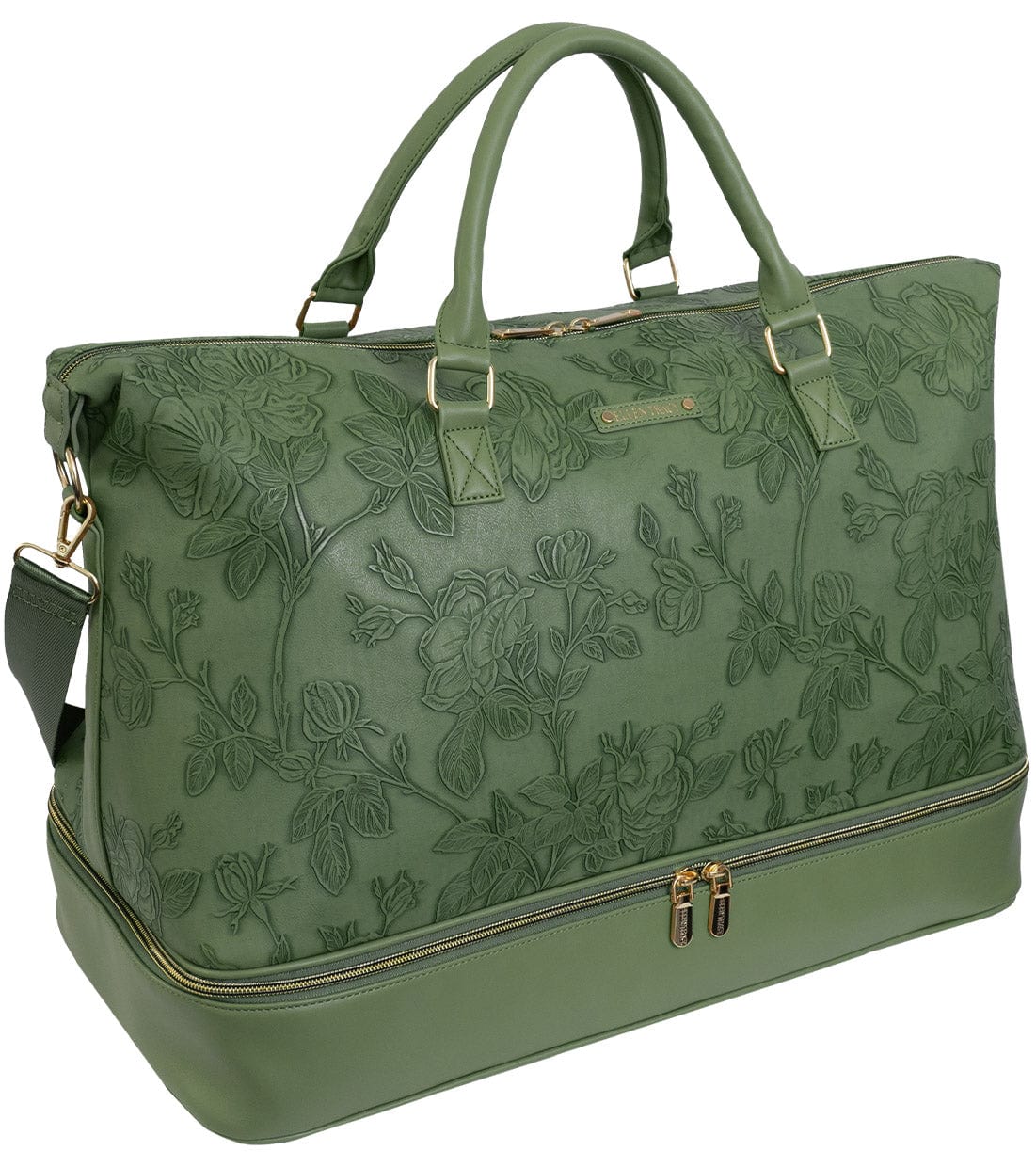 Ellen Tracy 20 Inch Floral Embossed Faux Leather Drop Bottom Duffel