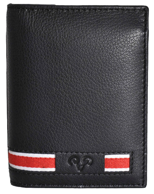 Jack Abrahams Goat Nappa Leather Bi-Fold Wallet with Flip ID Case Black