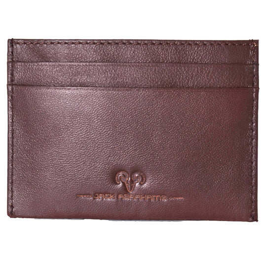 Jack Abrahams Goat Nappa Leather Card Case Minimalist Wallet Brown