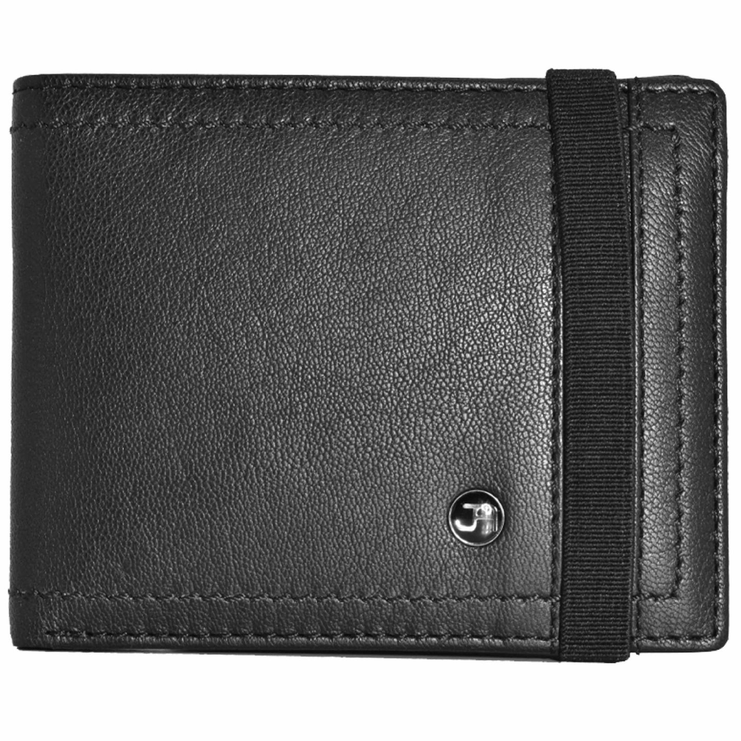 Jack Abrahams Goat Nappa Leather Bi-Fold Slim Compact Wallet Black