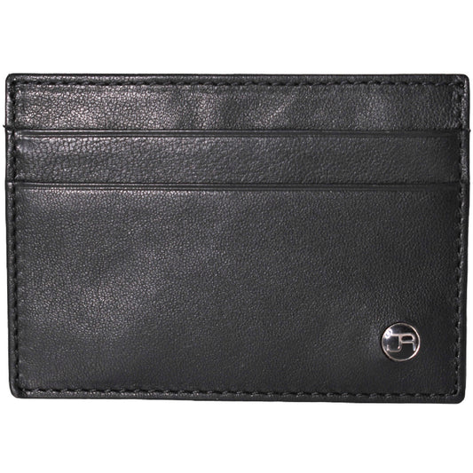 Jack Abrahams Goat Nappa Leather Card Case Front Pocket Wallet Black