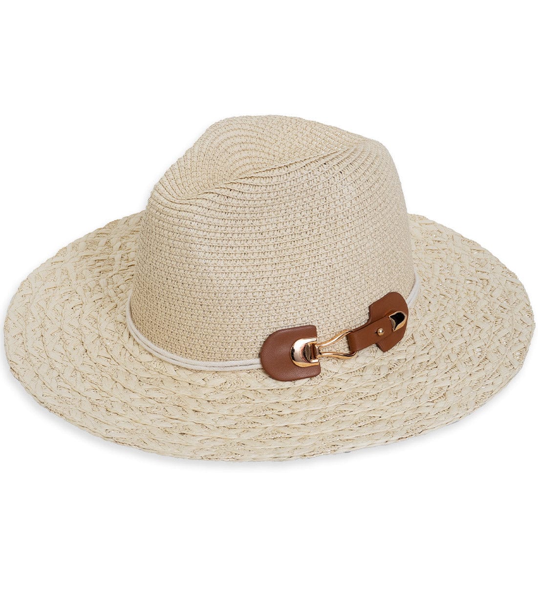 Max Studio Straw Buckle Panama Hat