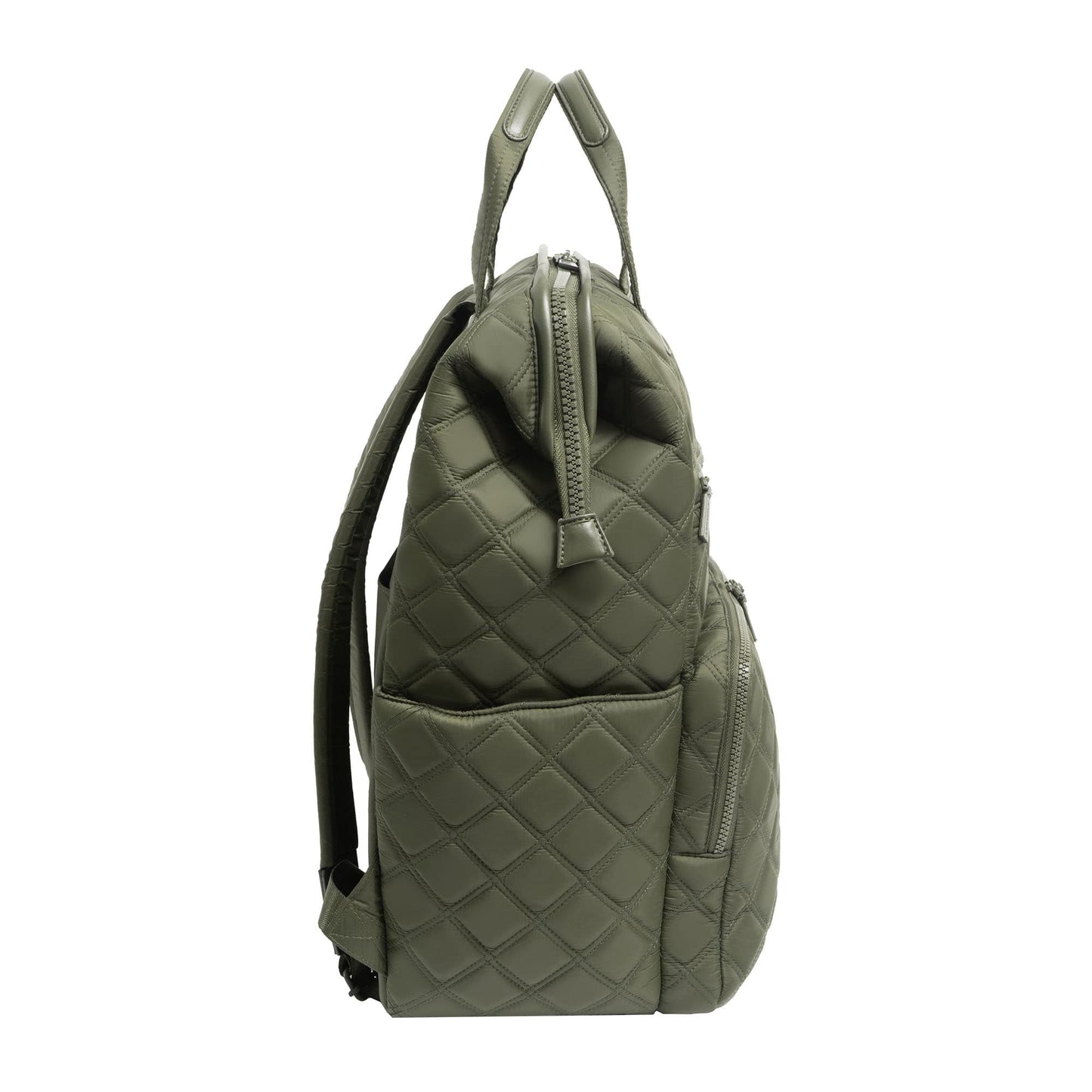 Joan & David Diamond Quilted Puffer Nylon Square Laptop Backpack