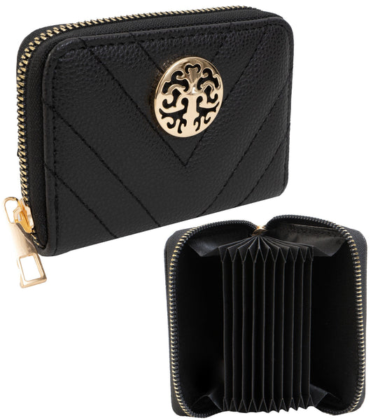Rebecca & Rifka Quilted Pebble Chevron Medallion Zip Accordian Wallet