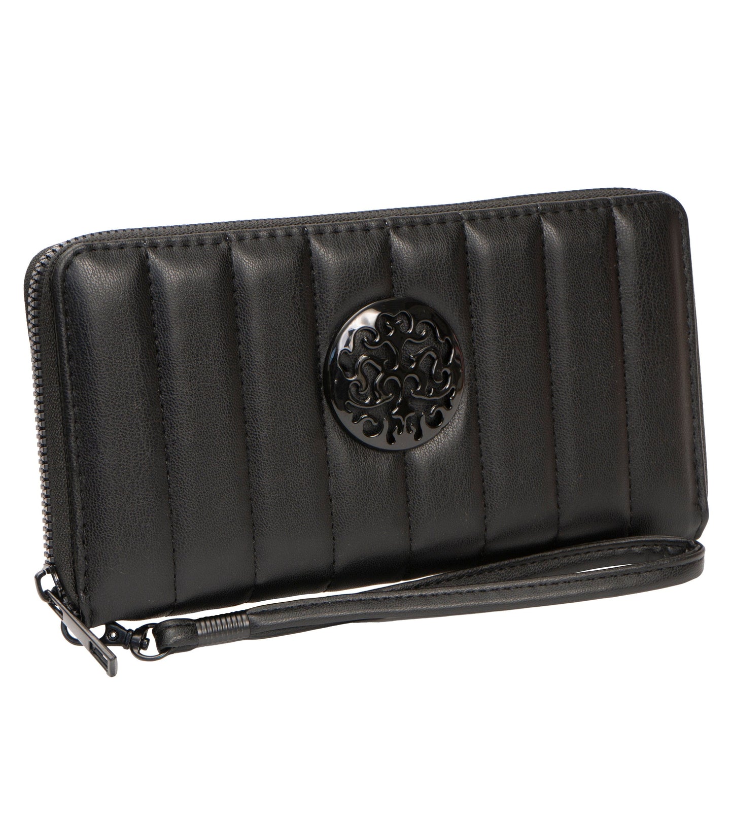 Rebecca & Rifka Smooth Tubular Quilt Medallion Zip Wristlet Wallet