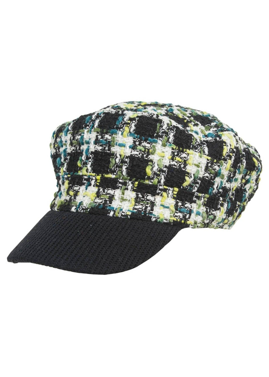 Magid Tweed Plaid Bouclé Cadet Cap